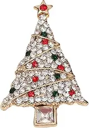 [Generic] Christmas Tree Brooch,Christmas Brooch Pins Rhinestone Christmas Tree Crystal Lapel Enamel Pins Badges for Women Girls,Christmas Jewelry Gift Decoration