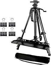 Easel for Artistic Painting – Tripod Easel Height Adjustable with Concealed, Folding Metal Shelf with Tray for Outdoors Table Floor Drawing Artists