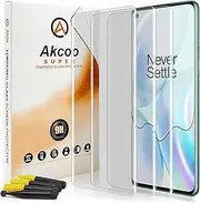 [3 Pack]OnePlus 8 Screen Protector,Akcoo Tempered Glass film UV full screen adhesive[Fingerprint Sensor Compatible][Scratch Repair][Sensitive Touch]for Oneplus8 5G