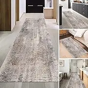 Gray Runner Rug, 1m 1,5m 2m 2,5m 3m 3,5m 4m 4,5m 5m 5,5m 6m Kitchen Hallway Carpet Runner Mats, Long Area Rug Decor for Bedroom Entryway Stairs, Washable Narrow Rug(2.3ft×16.4ft/70×500cm)