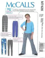 McCall's M7426 LEARN TO SEW Pants & Leggings Girls' PLUS Sz 10.5-16.5 UNCUT
