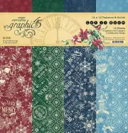 Graphic 45 Let it snow 12 x12 paper solids & patterns scrapbook