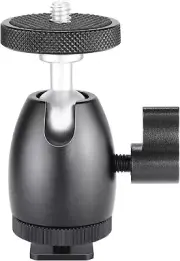 Mini Ball Head 1/4 inch Screw with Lock and Hot Shoe Mount Adapter for LED Light