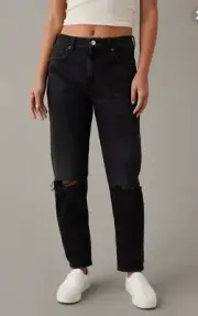 American Eagle Womens 4 Black Strigid Mom Jeans 80s 90s Retro Stretch Denim
