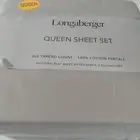 Longaberger Queen Beige Sheet Set 100% Cotton Percale