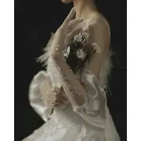 在飛比找蝦皮購物優惠-新娘結婚禮儀手套 婚紗禮服釘珠手套 寫真攝影拍照緞布拼接 1