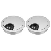 2Pcs Desk Cable Hole Cover,Zinc Alloy Cord Raceway(53mm,Silver)
