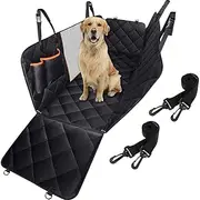 Dog Seat Cover Waterproof Pet Car Seat Cover with View Mesh & Side Flaps & Dog Seat Belt - Non-Slip Scratchproof Dog Car Travel Accessories Waterproof with Mesh Window for SUV's and Truck's - 147 x 137 cm