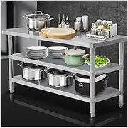 Kitchen Bench 304 Stainless Steel Table for Prep & Work， Heavy-Duty Cooktop Stand & Chopping Prep Table, Multifunctional Kitchen Casework, Food Workstation(100x40x80cm)