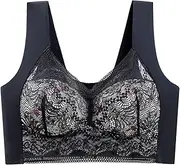 [Generic] Bralettes Non Ped Black Bralette Crop Top Lace Backless Bras Sports Plus Size Women's Wired Strapless Large Breasts Bra Womens Push Up with Clear Back Strap Front Fastening Elderly
