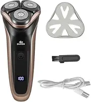 Electric Razor, Digital electric shaver, Rechargeable Electric Shaver, Waterproof Wet Dry Cordless Razor, Three Blade Double Ring Floating Shaver, for Men