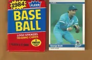 One 1984 Fleer George Brett #344 Card + One Unopened 1984 Fleer Wax Pack