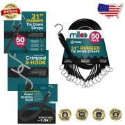 Versatile 50 Pack Waterproof Bungee Cords with Stainless Steel Hooks – 31 Inch