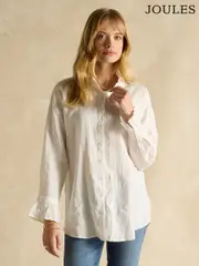 Joules Dakota White 100% Linen Shirt (E82437) | $150