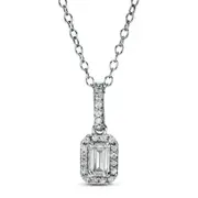 0.5 CT. T.W. Emerald-Cut Natural Diamond Frame Pendant in 14K White Gold