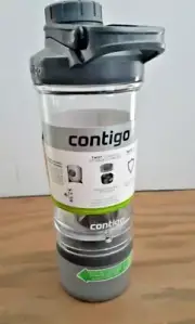 Contigo Shake & Go Tritan Mixer Bottle With Storage Container 22oz BPA Free Grey