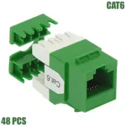 48x CAT6 RJ45 Network LAN Ethernet Keystone Jack 110 Type 180 Degree 8P8C Green