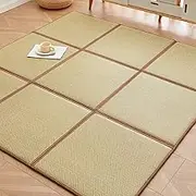 TRAGLO Japanese Tatami Mat Foldable Floor Mattress Traditional Rattan Breathable Sleeping Mat Non-Slip Playmat for Living Room Bedroom(Pattern D,195x260cm)