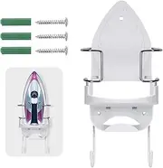 Wall Mounted Iron Rack Household Electric Iron Holder Universal Ironing Board Hanger Heat-Resistant Hanging Accessories for Laundry Rooms Home Hotel Offices Storage (White)