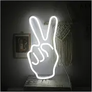 Hanging Art Neon Signs Victory Gesture Neon Sign for Wall Decor LED Light Hanging for Restaurant Food Shop Pub Apartment Home USB Powered 19cm×36.5cm