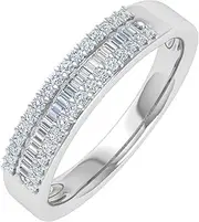 [FINEROCK] 1/4 Carat Baguette and Round Shape Diamond Wedding Band Ring in 10K Gold