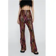 NASTY GAL Sequin Flame Kick Flared Pants