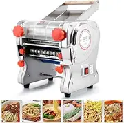750W Pasta Makers Machine Stainless Steel Commercial Home Automatic with Safety Cover Electric Noodle Making Pasta Maker Dough Roller Noodle Cutting Machine for Fine Wide Round Noodles 2.5mm