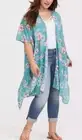 TORRID Gauze Duster Kimono Teal Floral 1X 2X 14 16 18 20 Boho Cottagecore Fairy