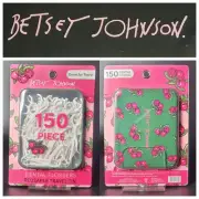 Betsey Johnson 150 Piece Dental Flossers Green Reusable Travel Tin Pink Cherries