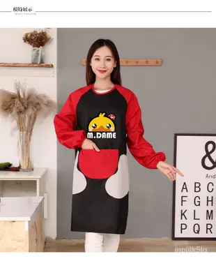 罩衣大人圍裙長袖廚房家用防水防油女時尚可愛日系做飯工作服定製 心語