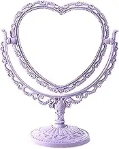 Heart Mirror, 360° Rotating Double Sided Dressing Table Mirror, Detachable Vintage Makup Tool with Stable Base for Bedroom, Hotel, Dorm, Salon, Vanity