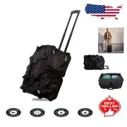 20-Inch Lightweight Carry-On Rolling Duffle Bag - Durable Black Travel Companion