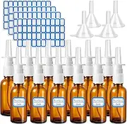 ZHWKMYP 20 Pcs Nasal Spray Bottle, 30ML/1oz 12 Pcs Empty Refillable Fine Mist Glass Nasal Spray Bottle with 4 Pcs Funnels and 4 Pcs Labels…
