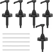 5Pcs Mason Jar Syrup Lids | Stainless Steel Syrup Dispenser Pump Lid for 16oz Regular Mouth Mason Jars | Coffee Syrup Dispenser for Coffee, Ketchup, Kitchen Condiments (Black)