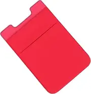 HOUDERCO 2Pcs Double Layer Phone Holder Stick Adhesive Wallet for Cell Phones Durable Elastic Card Pocket Cover Red for Credit Cards and Id
