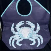 Mud Pie Extra Large Tote Bag Navy Blue Crab Nautical preppy beach Summer NWT