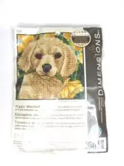 Needlecrafts Needlepoint Cross Stitch Kit 5"X5" Puppy Mischief Dimensions
