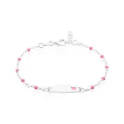 Sterling Silver 14cm Name Pink Enamel Kids Bracelet