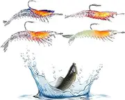 Simulation Shrimp Baits | Set of 4 Simulation Freshwater Fishing Lures with Hook,2.36 inches Angling Accessories, Slow Sinking Bait for Outdoor