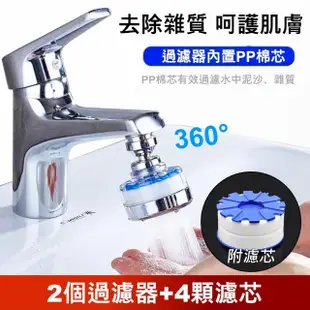 【Dagebeno荷生活】韓式洗臉台360度水龍頭過濾器超值組(2個過濾器+4顆濾芯)