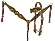 Showman Hand Painted Sunflower Browband Headstall Breastcollar Reins Set