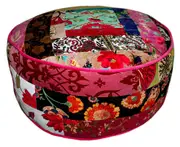 Velvet Patchwork Ottoman Pouffe Pouf Foot Stool Boho Yoga Meditation Home Decor