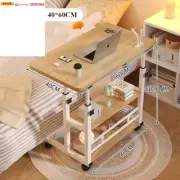 Mobile Portable Desk Adjustable Height Study Table with Storage Shelf Bedside De