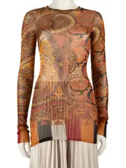 Paisley Print Sheer Mesh Top
