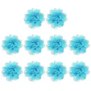 10Pcs 2" Chiffon Flowers Fabric Flower Sewing Fabric Appliques Light Blue
