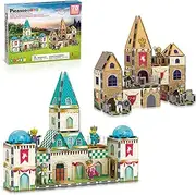 [PicassoTiles] 70pc Middle Age Medieval and Castle Theme Tile 2in1 8 Character Action Figures Magnet Tiles Building Block Pretend Magnetic Play Fine Motor Skill STEM Educational Construction Age3+ PTQ01