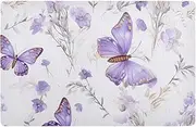 ODAWA Purple Butterfly Doormat Non Slip Low Profile Indoor Outdoor Door Mat Durable Welcome Mat, 32" x 20"