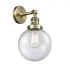 Innovations LG Beacon 8" Semi-Flush, Amber/Brass/Seed Globe - 201FSW-AB-G204-8