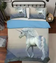 3D Unicorn Stone ZHUA1605 Bed Pillowcases Quilt Duvet Cover Set Queen King Zoe