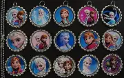 15 Frozen Flat SILVER Bottle Cap Necklaces Set 03